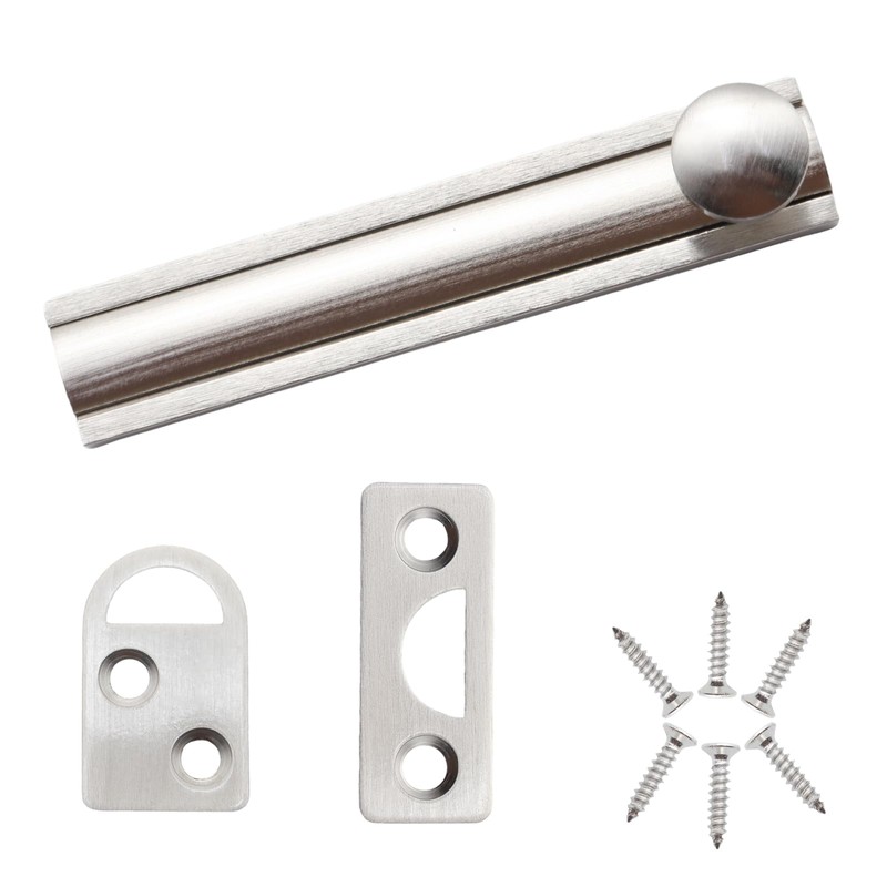 Adyoney 3 Inch Brushed Silver Solid Brass Surface Bolt, Elegant