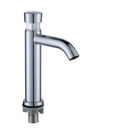 VNFOCRQJH Self-Closing Faucet Chrome Water-Saving Bathroom Basin Cold Water delay Button Home Kitchen(Short B)