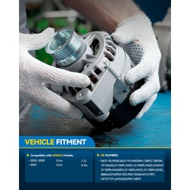 PHILTOP Alternator Compatible With 2002-2005 Honda Civic 1.7L L4, 2001 Honda Civic 13893N