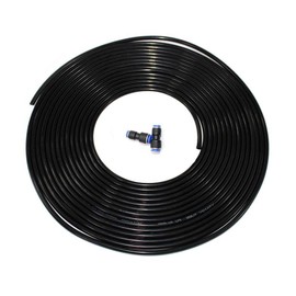 txuzong Pneumatic Hose Outer 6 mm × Inner 4 mm – Pneumatic Hose 6 mm Outer, Black PU Pneumatic Polyurethane Hose 10 m, with 2 Pieces Pneumatic Connector