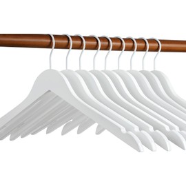 TOPIA HANGER Bride Hanger for Wedding Dress, Premium White Wooden Hangers, 360° Swivel White Hook, Smooth Finish, Extra Smoothly Cut Notches, 10 Pack-CT06W