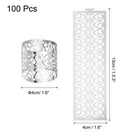 uxcell 100Pcs Napkin Rings Laser Cut Foil Paper, Napkin Holder Hollow Napkin Bands for Weddings Party Serviette Table Decoration Restaurant (Reflective Silver Tone, 5.3 x 1.6)