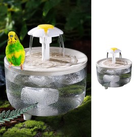 MANON ROSA Bird Bath for Parakeets - Small Bird Shower Bathing Fountain with Filtered Circulating Water Pool Sink for Parrots Lovebirds Conures Finches Cockatiels - Easy-Clean Pet Accessories (Clear)