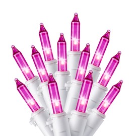 JOIEDOMI Christmas String Lights Indoor,100 Count Mini Pink Valentines Day Fairy Light,21.4FT Lighting Decor for Patio Dorm Classroom Bedroom Holiday Wedding Party Garland Birthday Festival,White Wire