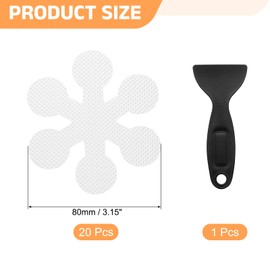 uxcell 20pcs Non-Slip Bathtub Stickers, Anti-Slip Shower Stickers Showers Treads Marble Snow Shaped Appliques with Scraper for Bath Tub Shower Stairs, Clear