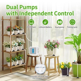 DAOTAILI Smart Automatic Plant Watering System for 20 Pots - Dual Pump Indoor Drip Irrigation Kit with 30-Day Programmable Timer & USB-C Charging