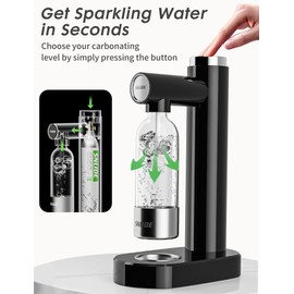 Sparkling Water Maker, Soda Streaming Machine for Home with 1L BPA-Free Carbonation Bottle Seltzer Carbonated Water Maker, Compatible with Standard 60L CO2 Carbonators(Not Included) (Black)