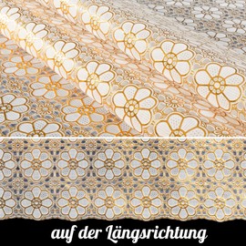 Tablecloth Washable Oilcloth Lace Vinyl Crochet Lace Look 100 x 138 cm Flowers Gold Wipe Clean