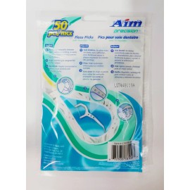Aim 4pk 50pc Aim Dental Floss Picks With Fluoridex Thread Angled Pick Comfort Grip