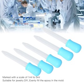 5 Uds Goteros Líquidos, Joyería De Silicona Diy Cuentagotas Pipetas De Transferencia Para Experimentos De Laboratorio De Resina Epoxi(Azul)