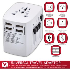 Maple Leaf Travel - Universal Travel Adaptor with 4 USB Ports