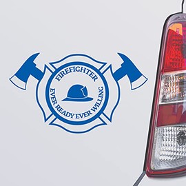 Custom Brother - Firefighter Ever Ready Ever Willing Firefighter Fireman Blue Color Car Laptop Wall Bumper Decal Sticker, DesI55