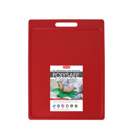 Dexas NSF Certified Polysafe Cutting Board with Handle, 11 x 14.5 Inches, Reversible Kitchen Cutting Board, Red