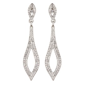 Clip On Earrings - Silver Plated Drop With Clear Crystals - Banba S