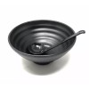 ASIAN HOME Black Melamine Japanese Long Handle Spoons for Ramen,