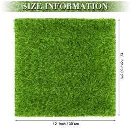 TURSTIN TURSTIN 12 Pieces Artificial Grass Mat Square 12 x 12 Inch Fake Turf Patch Indoor Outdoor Garden Lawn Patio Balcony Synthetic Turf Mat Realistic Grass Rug for Crafts Miniature Garden DIY, Grass Green