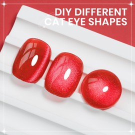 SUPWEE Red Cat Eye Gel Nail Polish, 15ML Magnetic Crystal Holographic Cateye Gel Polish Glitter Shimmer Reflective Nail Polish with Magnet Soak Off Salon DIY at Home