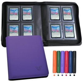 Toploader - Carpeta de 4 bolsillos, capacidad para 128 top loaders, carpeta top loader de 4 bolsillos para tarjetas rígidas de 3 x 4 pulgadas, carpeta