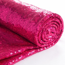 Fabric 1 Yard Hot Pink Sequin Fabric Glitter Embroidery Fabric Yard Material DIY Sewing Curtain Backdrop Table Cloth Runner Clothes By The Yard (Hot Pink)