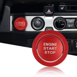 TOMALL Aluminum Engine Start Stop Push Button Cover Trim Compatible with Toyota Tacoma Corolla RAV4 Camry Prius Avalon Mirai Engine Ignition Button Cap Decoration Accessories Car Keyless Ring (Red)