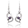 Women Girls Heart Shape Rhinestone 925 Sterling Silver Hoop Earrings