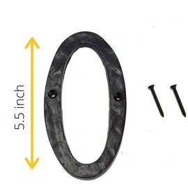 5.5"Hotel House Door Numbers Cast Iron Black (Black(Zero), Large)