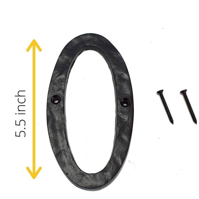 5.5"Hotel House Door Numbers Cast Iron Black (Black(Zero), Large)