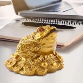 YODOOLTLY Lucky Money Frog- Feng Shui Toad and 5 Sets Chinese Feng Shui Coins Fortune Coin I-ching Coins with Red String Chinese Charm for Prosperity Home Decoration Gift