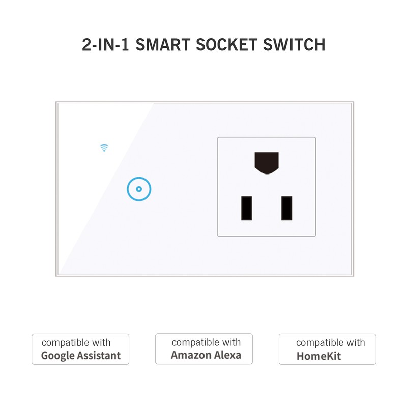 Wifi Smart Wall Outlet 2 in 1 Convenient Voice APP