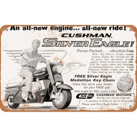 RetroRust 10 x 14 METAL SIGN - 1961 Cushman Silver Eagle Scooter - Vintage Rusty Look