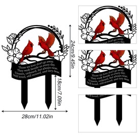 BOXOB Cardinal Tombstone Cemetery Decor, Metal Memorial Stakes Grave Decorations Tombstone Marker for Loved Ones Outdoor Yard Garden Plaques