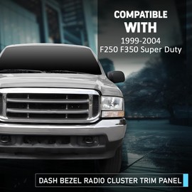 CHEDA Dash Bezel Radio Cluster Trim Panel 4x4 Black Compatible with Ford F250 F350 Super Duty 1999-2004 with Hole