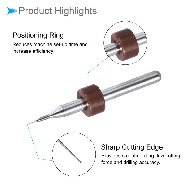 CoCud Micro Circuit Board Drill Bit 1/8 Inch Shank 0.1