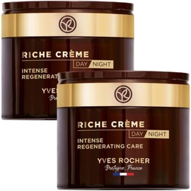 Yves Rocher Riche Creme Dia y Noche DUO PACK: 2 piezas Crema Facial Nutri Extra Regeneradora - Crema Facial Anti edad - Nutre, Alisa y Restaura la piel - Con Aceite de 1000 Rosas - Todo tipo de Piel - Face Moisturizer for Women - Face Cream for Women - Da