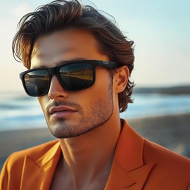 Wrimen Polarised sunglasses, men, women, unisex, black, UV400, retro, vintage, classic, golf, driving, fishing, travel glasses, outdoor sports, fashion sunglasses, 5-red