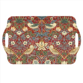 Pimpernel Morris & Co Strawberry Thief Red Large Handled Tray | Serving Tray for Lunch, Coffee, or Breakfast | Made of Melamine for Indoor and Outdoor use | Measures 18.9" x 11.6" | Dishwasher Safe