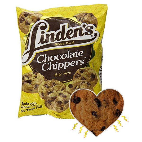 Linden's Chocolate Chip Chippers Cookies - 2 oz Bags - 36 Bags- With Exclusive InPrimeTime Cookie Heart Magnet