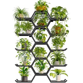 HavenlyYouth 5-Tier Patio /Home /Garden Modern Design Black Indoor /Outdoor Metal Plant Stand