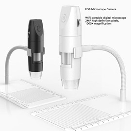 Digital Microscope, 50 to 1000x Magnification USB Microscope Camera, Portable Endoscope Camera with 5in LCD Digital Display, Manual Focus, Stand (White)