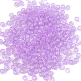 1000 Pcs Acrylic Translucent Pony Beads 6x9mm Bulk for Bracelet Necklace Jewelry Making Earring Hair Braiding Kandi Beads (Transparent Purple)