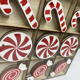 Holiday Time NEW Holiday Time Wooden MINI Ornaments Christmas DIY Candy Cane Red SET OF 27