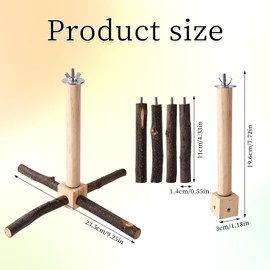 Gosknor Bird Perches for Cages, Wooden Rotating Parrot Perch Stand Toy Cockatiel Stand Accessories Supplies for Small and Medium Canaries Cockatoos Parakeets