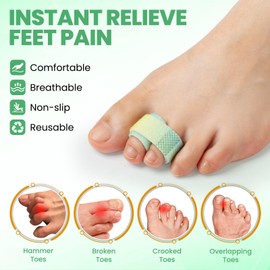 Pnrskter Hammer Toe Straightener for Women & Men - 6 Pcs Broken Toe Splints Wraps, Hammer Toe Corrector for Curled, Crooked, Broken Toe Support (Multicolour)