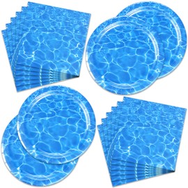 40PCS Ocean Waves Party Supplies - Ocean Tableware Set with Sea Decorations Plates and Napkins