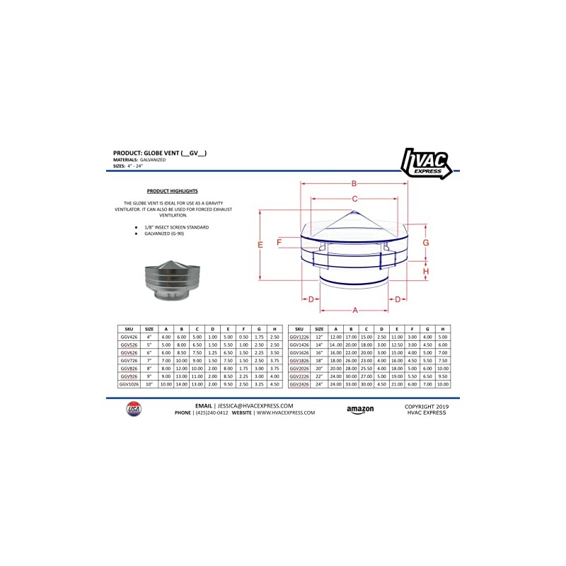 Commercial Gravity Roof Vent - Globe (7 Inch) (GGV7)