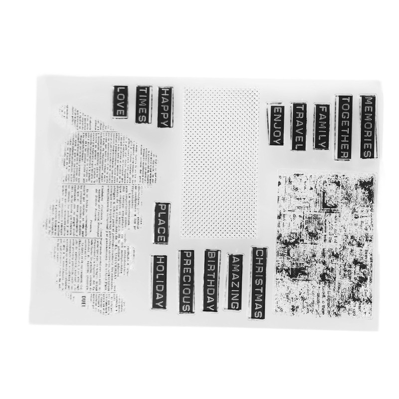 2Pcs Clear Stamp English Words Pattern Clear Safe Reusable TPR