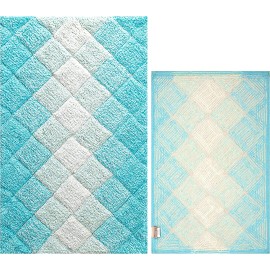 The Beer Valley Non Slip Bath Rugs for Bathroom, Set 2 Piece in 100% Cotton Albany Inspired Bath