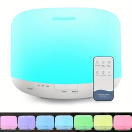 LAMJAD Ultrasonic Air Humidifier,Aromatherapy Essential Oil Diffuser with Remote Control,7 Colors LED Night Night,4 Timer Modes & Auto Shut-Off,500 ML Capacity,Portable Mini Humidifier for Room
