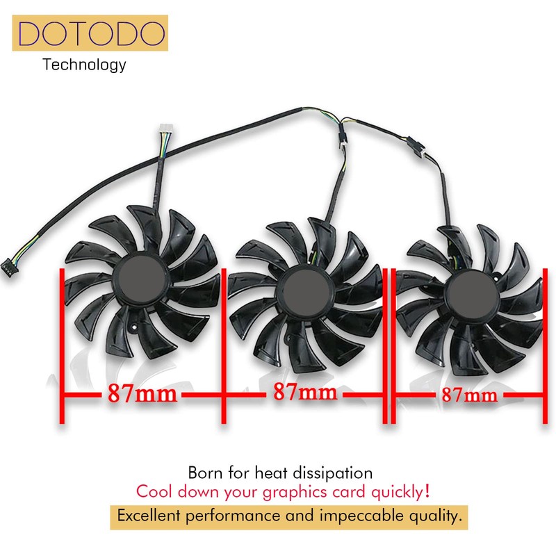 Dotodo 87mm GA92S2U DC12V 0.46A 4PIN Graphics Card Cooling Fan