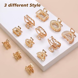 Paquete de 12 mini pinzas para el pelo de metal para mujeres, mamás, esposas, hijas, niñas y novias, pinzas para el pelo medianas para cabello largo, pequeños y bonitos regalos para mujeres con